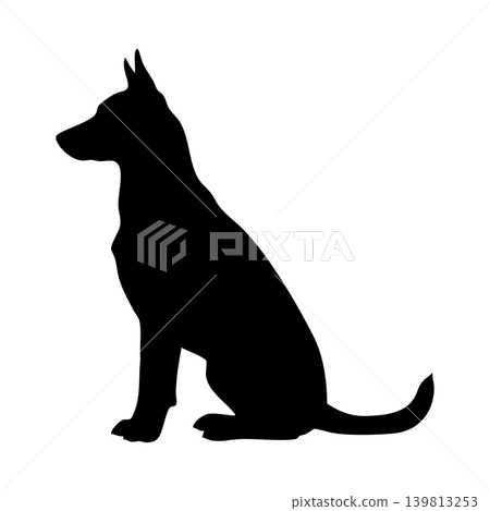 Silhouette of a sitting dog, alpha channel 139813253