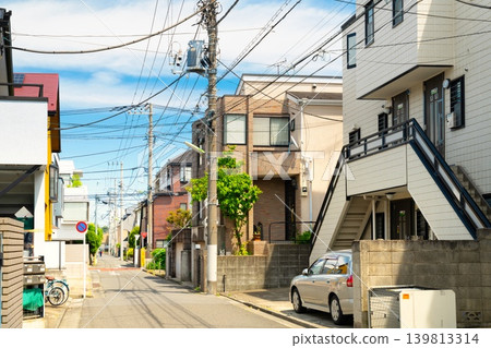Image of a residential area in Setagaya, Tokyo. Image of a residential area in Setagaya, Tokyo. 139813314