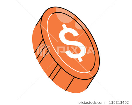 Gold coin with a dollar sign vector illustration. Financial growth, banking services, wealth management, online payment, savings account, investment strategy. Golden currency with a money symbol Gold coin with a dollar sign vector illustration. Financial growth, banking services, wealth management, online payment, savings account, investment strategy. Golden currency with a money symbol 139813402