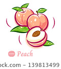 Cute pop art illustration of a peach | Fresh fruit vector material 139813499