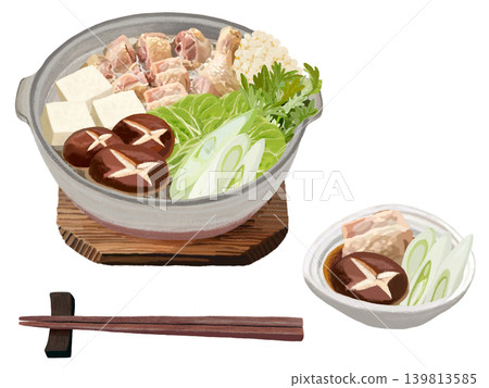 Chicken hot pot (with chopsticks and serving plates) Chicken hot pot (with chopsticks and serving plates) 139813585