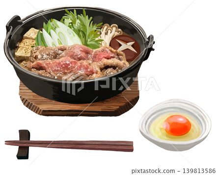 壽喜燒鍋(含筷子和雞蛋) 壽喜燒鍋(含筷子和雞蛋) 139813586
