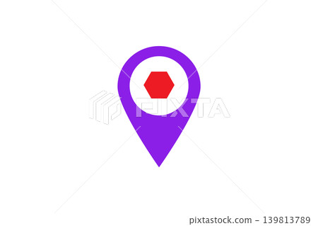 Purple Map Pin Icon With Red Hexagon Marker Location GPS Navigation Symbol 139813789