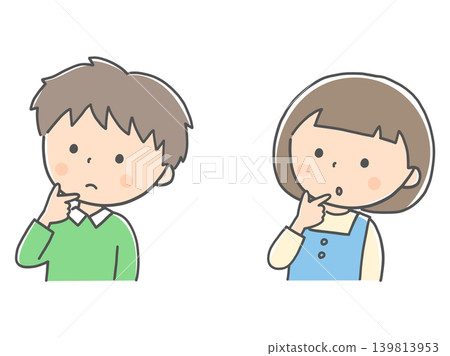 A boy and a girl deep in thought A boy and a girl deep in thought 139813953