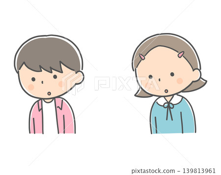 A boy and a girl peering down A boy and a girl peering down 139813961