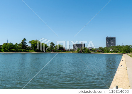 天王河公園池塘的寧靜景色,尾張對馬島 天王河公園池塘的寧靜景色,尾張對馬島 139814003