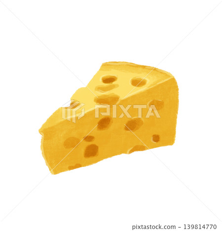 Sliced cheese painted in watercolor 139814770