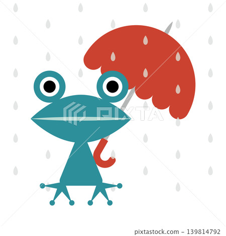 一幅可愛的插圖,描繪了雨季裡一隻青蛙在雨中行走的情景。 一幅可愛的插圖,描繪了雨季裡一隻青蛙在雨中行走的情景。 139814792