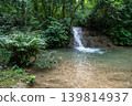 Pu Kang Waterfall in Phan district of Chiang Rai province of Thailand. Tranquility limestone waterfalls in deep jungle of Thailand. 139814937