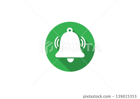 Green Notification Bell Icon With Flat Design and Long Shadow for Alerts and Reminders Green Notification Bell Icon With Flat Design and Long Shadow for Alerts and Reminders 139815353