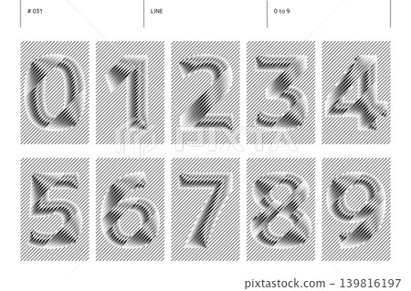 A set of numbers from 0 to 9 on a line_031 A set of numbers from 0 to 9 on a line_031 139816197