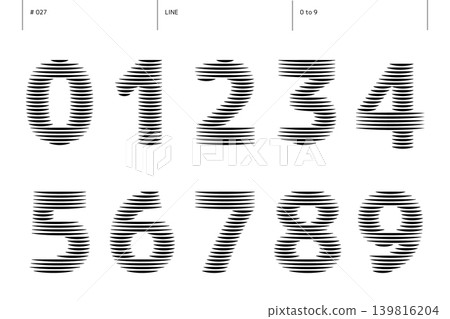 A set of numbers from 0 to 9 on a line_027 A set of numbers from 0 to 9 on a line_027 139816204