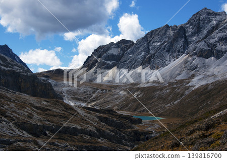 A glacial lake and high-altitude basin in the remote Yading region of Daocheng, Sichuan. A glacial lake and high-altitude basin in the remote Yading region of Daocheng, Sichuan. 139816700