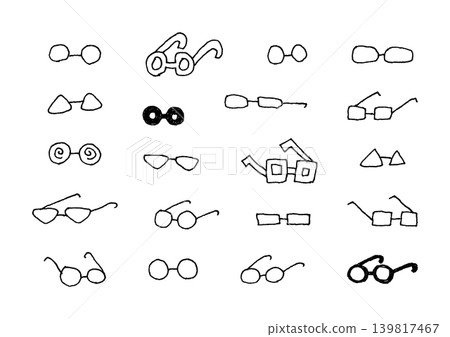 A set of loosely drawn illustrations of various shapes of glasses (black) A set of loosely drawn illustrations of various shapes of glasses (black) 139817467