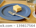 A half-eaten cheesecake and fork 139817564