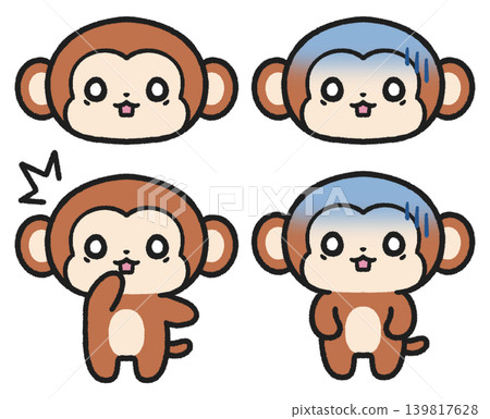 A set of illustrations of monkeys with surprised, shocked, and astonished expressions. A set of illustrations of monkeys with surprised, shocked, and astonished expressions. 139817628