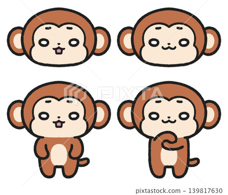 A set of illustrations of monkeys with confused and bewildered expressions. A set of illustrations of monkeys with confused and bewildered expressions. 139817630