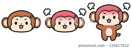 Set of illustrations of angry monkeys Set of illustrations of angry monkeys 139817632