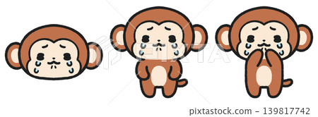 A set of illustrations of crying monkeys A set of illustrations of crying monkeys 139817742