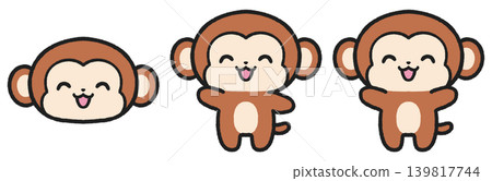 一組微笑的猴子插圖 139817744