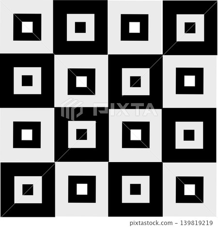 Seamless black and white geometric pattern with square elements, op art vector illustration. 139819219
