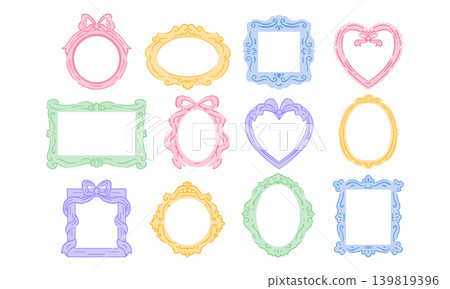 Cute pastel rococo vintage frame decorative clipart Cute pastel rococo vintage frame decorative clipart 139819396