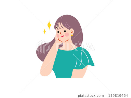 一位擁有美麗直髮的女士的插圖 139819464