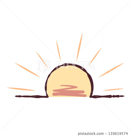 復古風格的日出和光芒插畫 復古風格的日出和光芒插畫 139819574