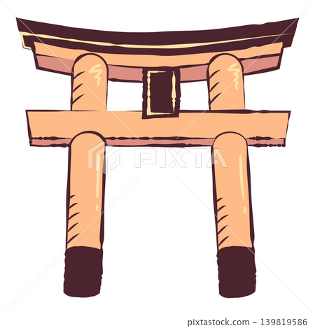 復古日式鳥居圖示插圖 復古日式鳥居圖示插圖 139819586