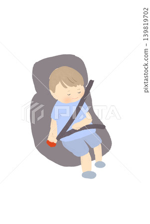一個孩子在汽車座椅上睡覺 139819702