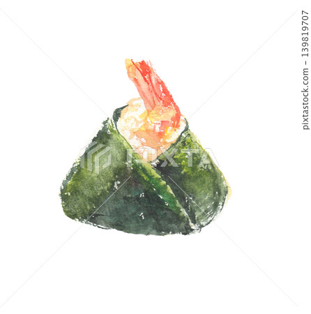 天婦羅飯糰水彩插畫 139819707