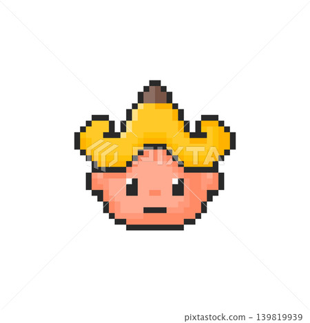 Pixel art Face with Banana Hairstyle game asset design Pixel art Face with Banana Hairstyle game asset design 139819939
