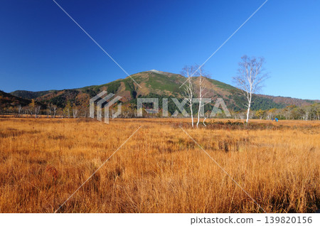Mount Shibutsu, snow-capped and autumn foliage in Katashina Village, Gunma Prefecture. Mount Shibutsu, snow-capped and autumn foliage in Katashina Village, Gunma Prefecture. 139820156