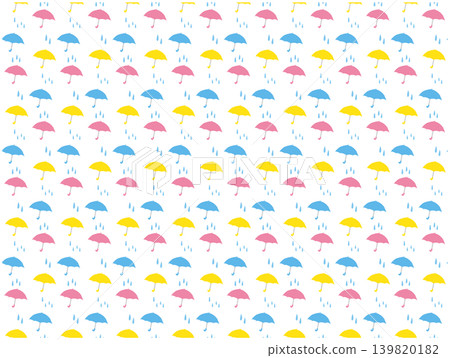 Hand-drawn umbrella and raindrop pattern - background wallpaper material for the rainy season or rainy days Hand-drawn umbrella and raindrop pattern - background wallpaper material for the rainy season or rainy days 139820182
