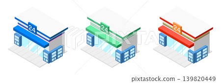 便利商店外觀的等距視圖 便利商店外觀的等距視圖 139820449