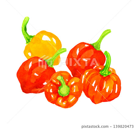 Habanero Set - Hand-drawn watercolor illustration of vegetables Habanero Set - Hand-drawn watercolor illustration of vegetables 139820473