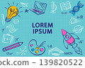 Education doodle frame with academic icons on blue grid background. Creative STEAM learning border for school presentations, e-learning website banners, or student project posters. Education doodle frame with academic icons on blue grid background. Creative STEAM learning border for school presentations, e-learning website banners, or student project posters. 139820522