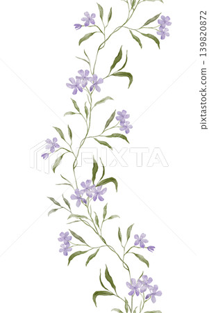 Vertical Banner watercolor illustration with violet wildflower botanical. Seamless border with hand drawn illustration purple phlox on isolated background. Vertical Banner watercolor illustration with violet wildflower botanical. Seamless border with hand drawn illustration purple phlox on isolated background. 139820872