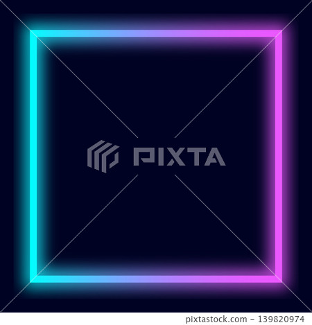Gradient neon frame background, square, 1:1 aspect ratio, light blue and pink. Gradient neon frame background, square, 1:1 aspect ratio, light blue and pink. 139820974