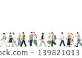 A set of horizontal banner illustrations of walking college students and young people. 139821013