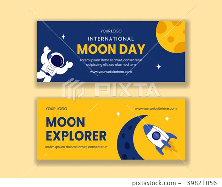 International Moon Day Flat Cartoon Hand Drawn Social Media Banner Illustration International Moon Day Flat Cartoon Hand Drawn Social Media Banner Illustration 139821056