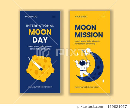 Social Media Vertical Banner International Moon Day Flat Cartoon Hand Drawn Background Social Media Vertical Banner International Moon Day Flat Cartoon Hand Drawn Background 139821057