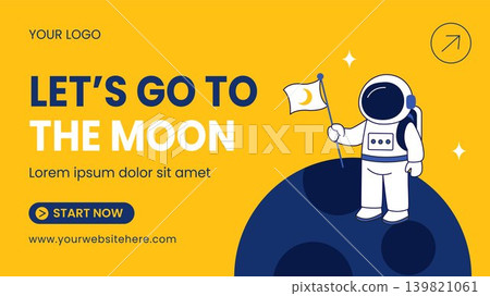 Flat Cartoon Hand Drawn International Moon Day Social Media Video Thumbnail Background 139821061