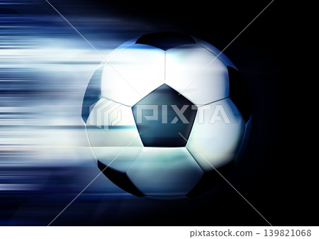A sporting image of a soccer ball moving at high speed. A sporting image of a soccer ball moving at high speed. 139821068