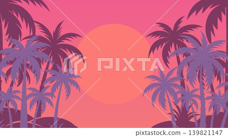 Palm Tree Colorfull Sunset Background Palm Tree Colorfull Sunset Background 139821147