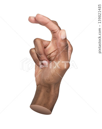 Hand performs snapping gesture with thumb and middle finger ready for motion. Curved digits prepare quick contact action near palm surface. Communication concept illustrating attention Hand performs snapping gesture with thumb and middle finger ready for motion. Curved digits prepare quick contact action near palm surface. Communication concept illustrating attention 139821485