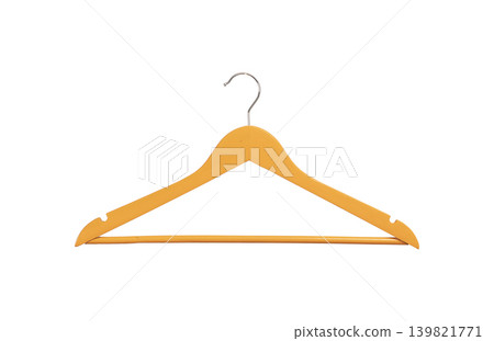 Wooden hanger isolated on white background. Wood hook for clothing. Wooden hanger isolated on white background. Wood hook for clothing. 139821771