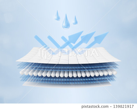 3d waterproof fabric fiber structure with water drops and blue arrows, layered effect. Hydrophobic material with moisture resistant properties. Gore tex or softshell membrane render. 3D illustration 3d waterproof fabric fiber structure with water drops and blue arrows, layered effect. Hydrophobic material with moisture resistant properties. Gore tex or softshell membrane render. 3D illustration 139821917