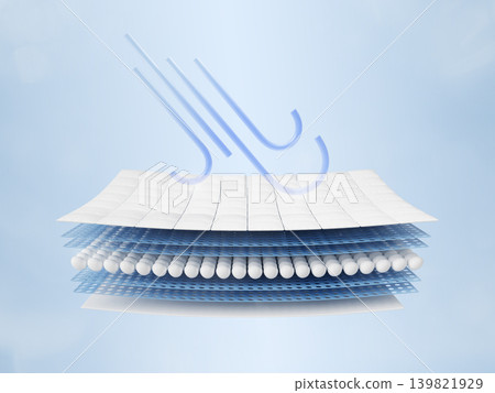 Windproof fabric structure 3D icon, layered effect with wind resistant. Breathable membrane material to block cold air. Lightweight nylon, polyester, softshell, windbloc or gore tex. 3D illustration Windproof fabric structure 3D icon, layered effect with wind resistant. Breathable membrane material to block cold air. Lightweight nylon, polyester, softshell, windbloc or gore tex. 3D illustration 139821929