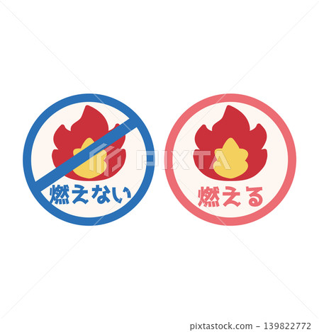 可燃性廢棄物和不可燃性廢棄物的圖示插圖。 139822772